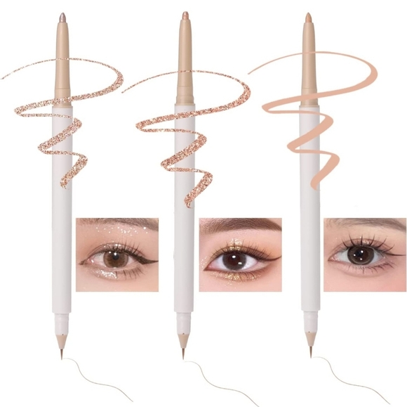 Other - 3PC Double Ended Highlighter Makeup Pen, Glitter & Matte Nude EyeLiner & Shadow